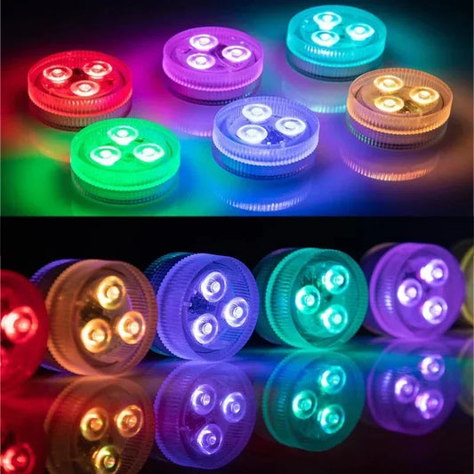 Submersible LED Lights, 8 Packs Upgraded Ponds Underwater 16 RGB Color Gradient, Hot Tub Decor, IP68 Waterproof