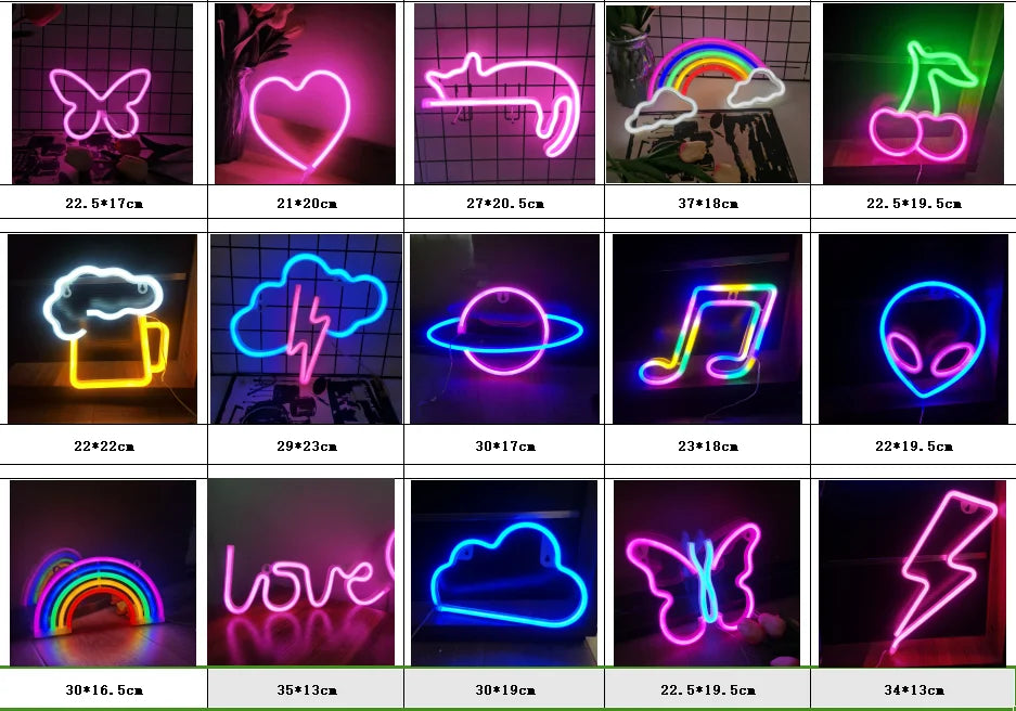 LED Neon Sign with USB/Battery for Bar Bedroom Game Room Wedding Party Wall Decor Christmas Gift Customizable Lighting