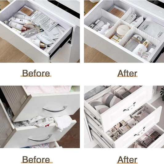 4/8/12 Pieces Drawer Divider Adjustable  Storage Organizer Separator for Tidying Clutter Cutlery  Desk & Kitchen Bedroom Office
