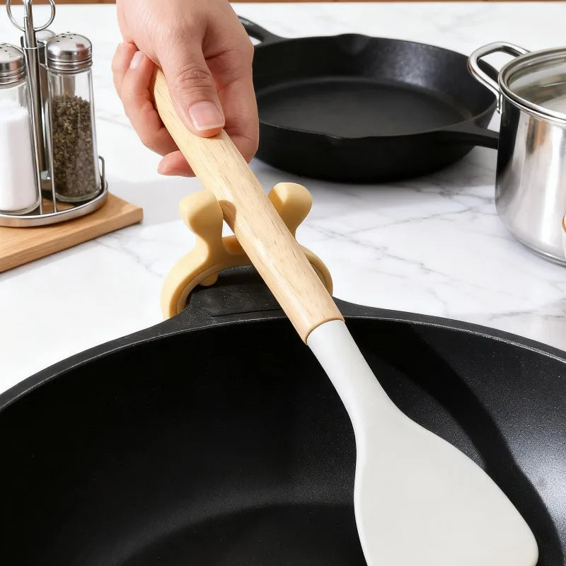 1/6pcs Silicone Spatula Holder Anti Scalding Overflow Pot Clips High Temperature Resistance Spoon Shovel Rack Kitchen Gadgets