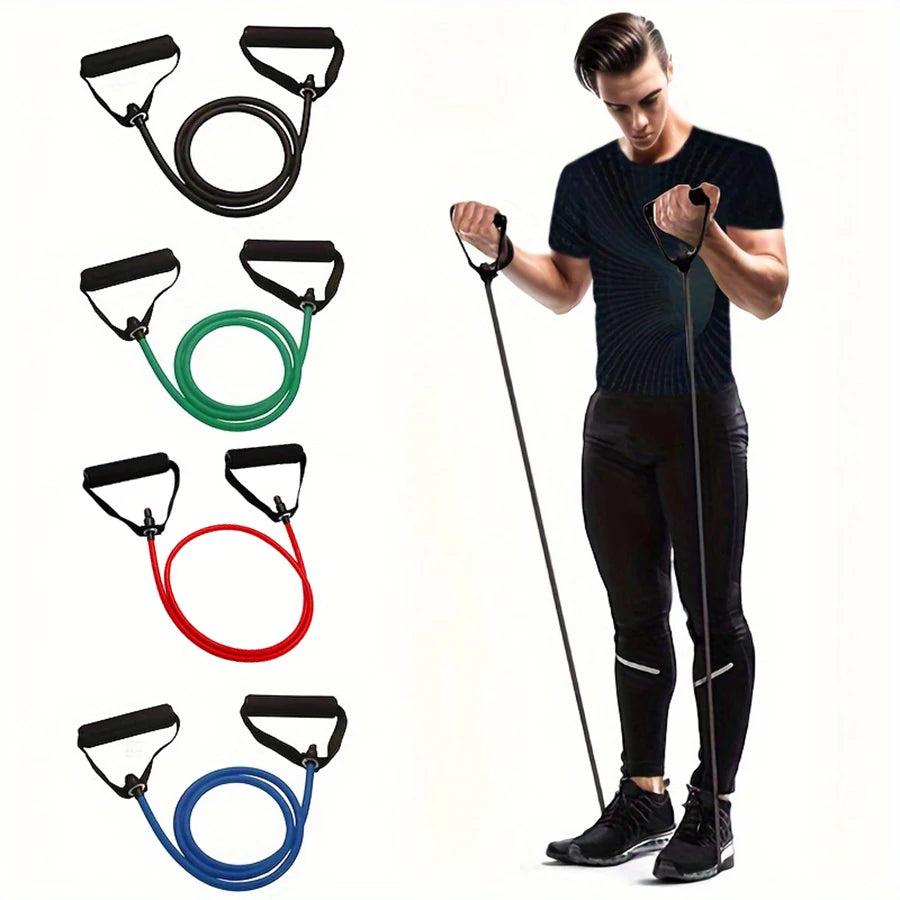 Premium Fitness Resistance Band Set With Handles, Ideal for Home Workouts and Strength Training—Yoga Fitness Equipment.