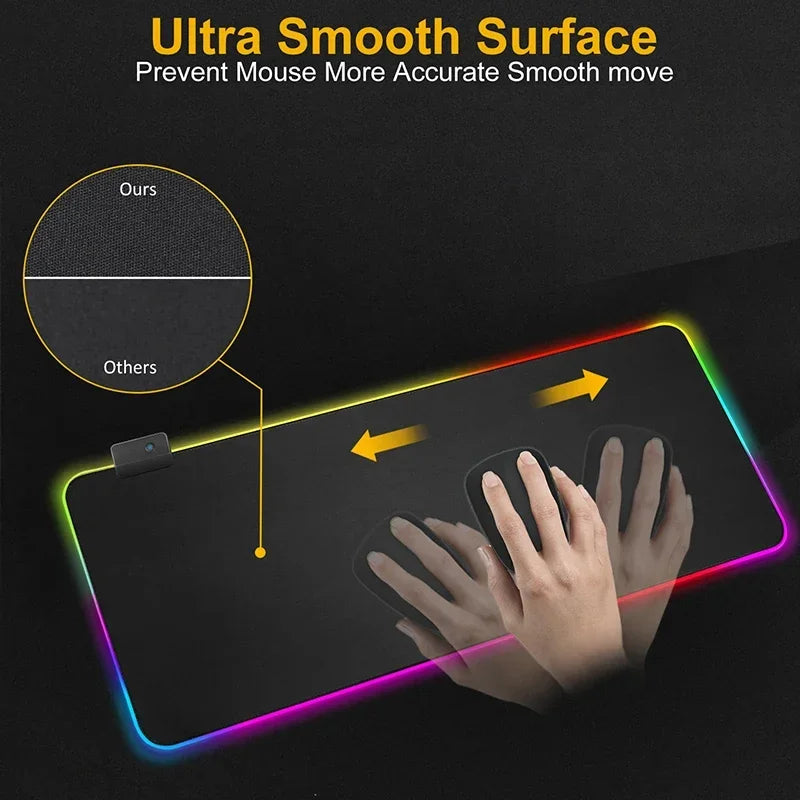Black Mouse Pad Asus Rgb Gaming Mause Mat Anime Mats Gamer Rug Pc Xxl Cute Pads Large Game Keyboard Carpet Backlight Mousepad