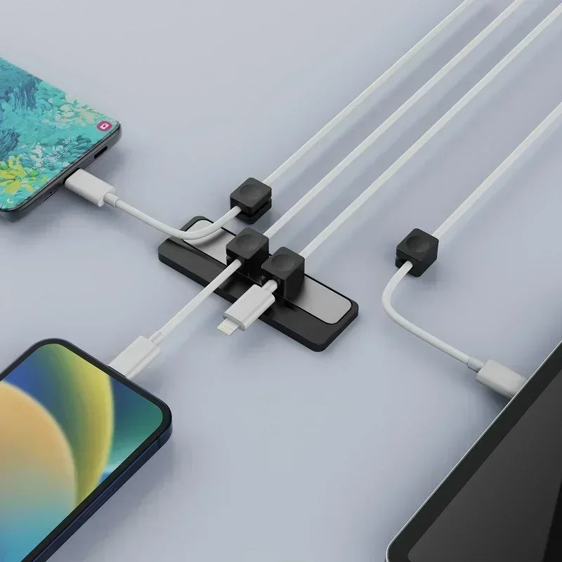 Magnetic Can Be Taken Mobile Cable Organizer Magnetic Base Desktop Data Cables Manager Cell Phone Charging Cable Magnetic Clamp