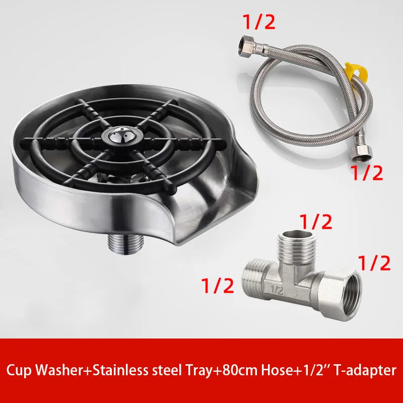 Automatic Glass Cup Washer High Pressure Kitchen Faucet Glass Rinser Stainless Steel Bar Cup Cleaner for Kitchen Sinks Wash Tool