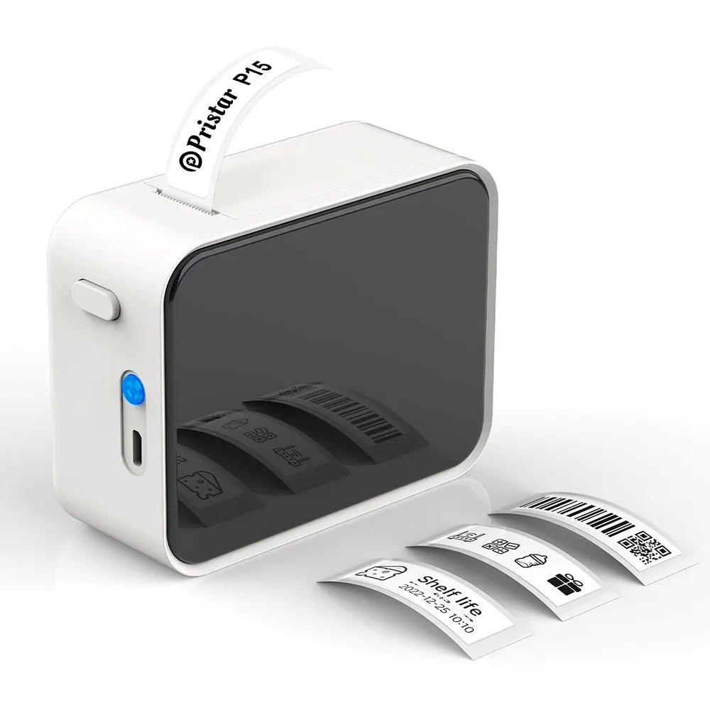 Mini Thermal Printer P15 Label Printer Portable Bluetooth Adhesive Sticker Labeller Inkless Labeling Machine with Thermal Paper