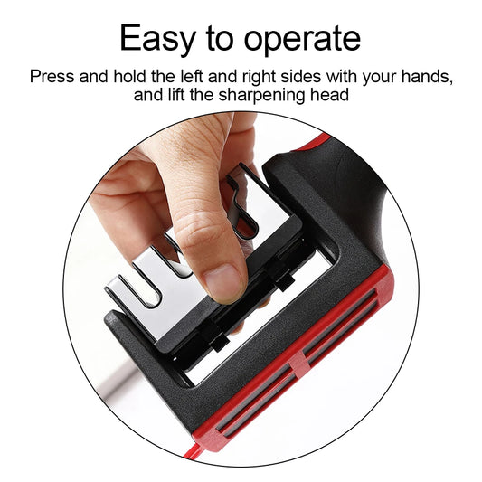 Knife Sharpeners for Kitchen Knives & Scissors, Ergonomic and Easy to Use Knife Sharpening Kit with 3/4 Stage Sharpening Slots