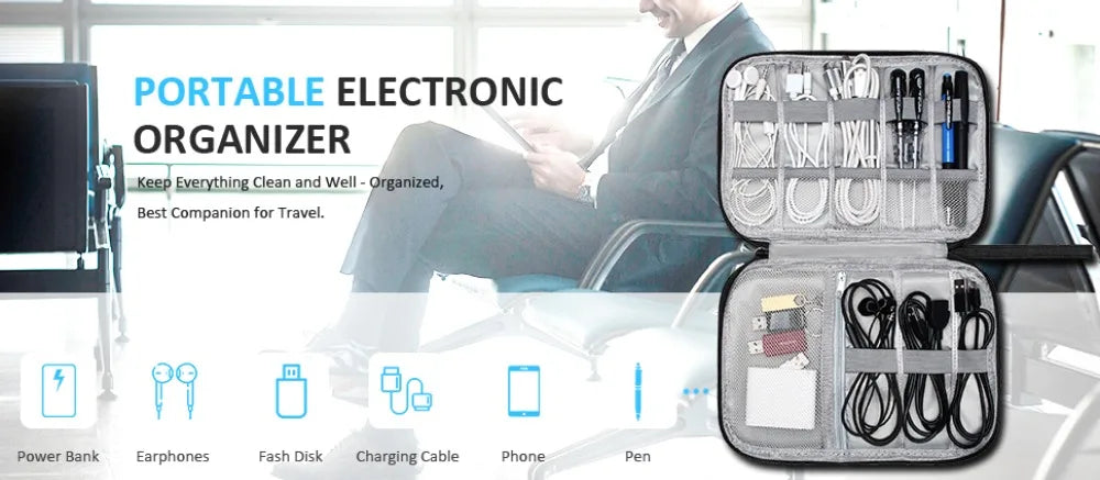 Travel Electronics Organizer Bag Portable Cable Storage Organizer Electronic Accessories Case Phone Charger Storage Holder Bags