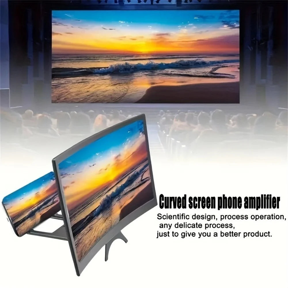 12 Inch/Phone Screen 3D HD Magnifier Movie Video Amplifier Holder Enlarger Screen Smart Phone Magnifying Curved Screen