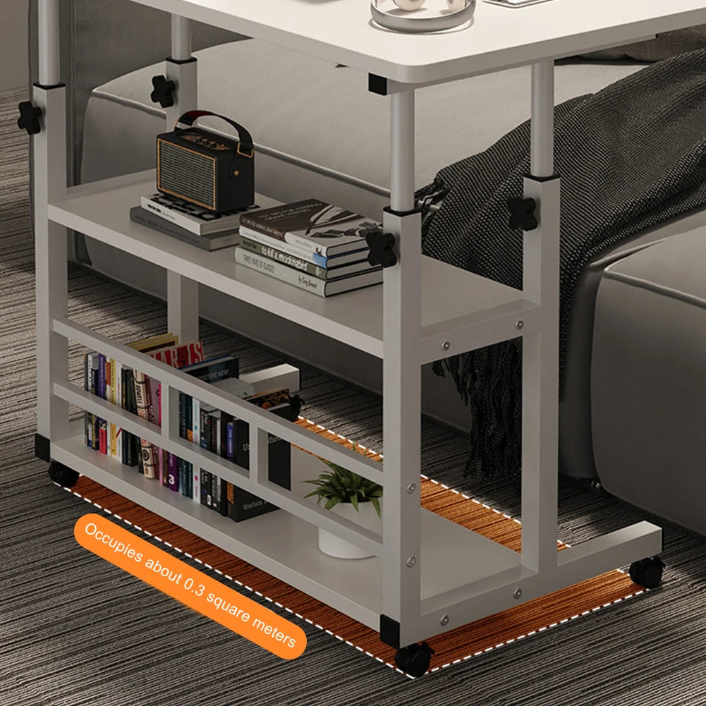 Simple Double-Layer Small Office Desk Adjustable Height Side Mobile Workbenchmobile Laptop Computer Standing Bedside Home Desk