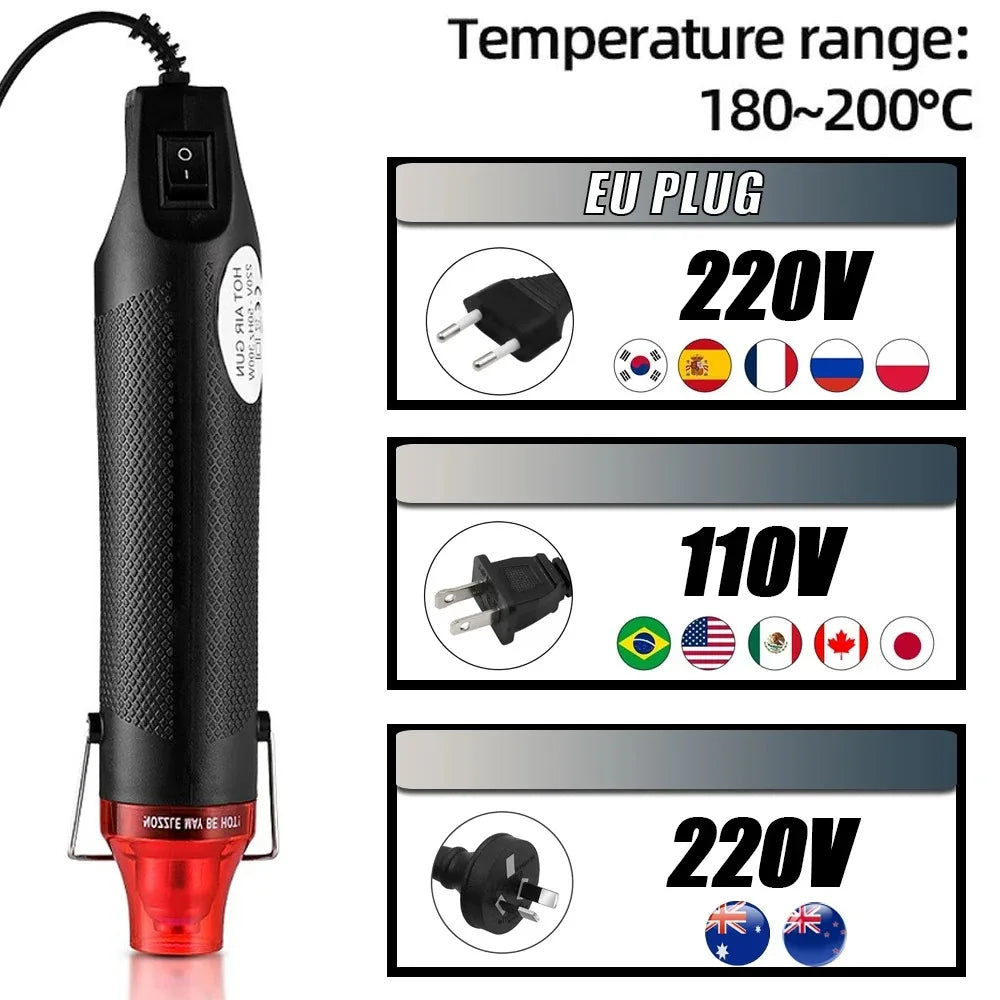 Hot Air Gun Portable Mini Heater for DIY Craft Embossing Shrink Wrapping PVC Multi Function Handheld Electrical Heat Tool