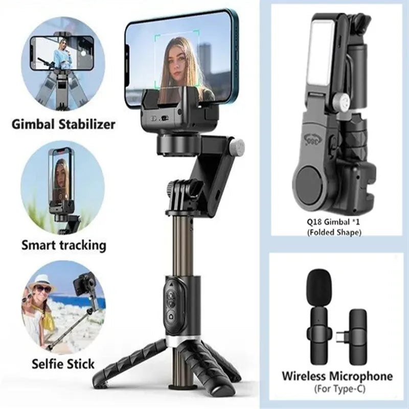 MEUYAG Selfie Stick Gimbal Stabilizer 360° rotation With Bluetooth Remote Intelligent AI Follow-Up Anti Shake Pan Tilt Tripod