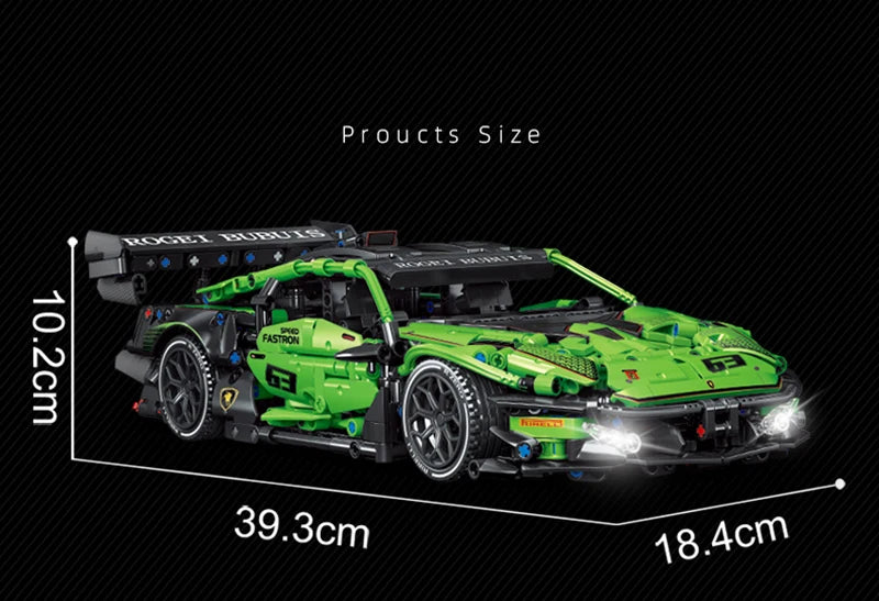 MOC Technical Green Racing Car Building Blocks Set  Model Kit DIY Assembly Bricks STEM Educational Toys Kids Birthday Gift