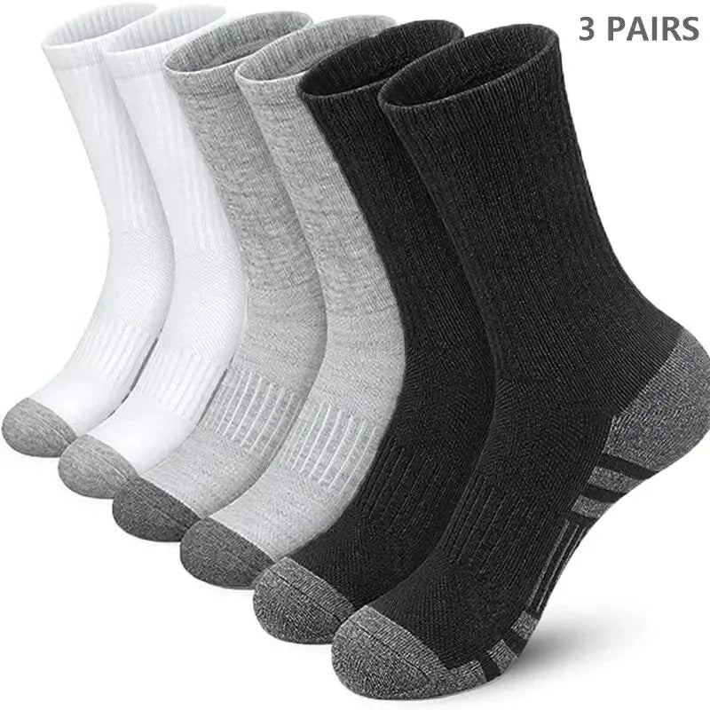 3 Pairs Men's Outdoor Gym Socks High Quality Comfortable Soft Ground-Gripping Football Large Size New Style