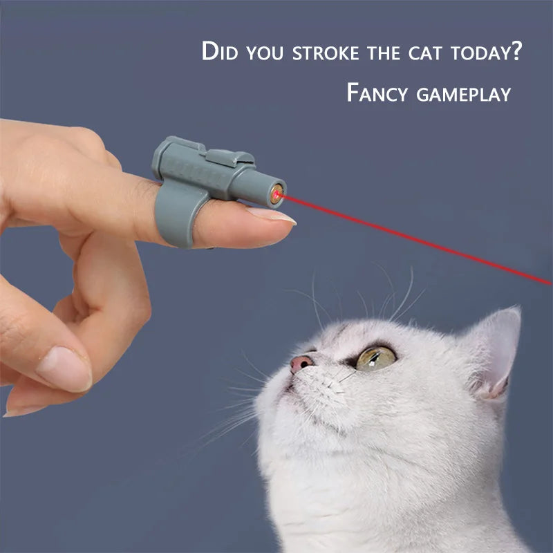 Portable Mini Laser Cat Toy Finger Sleeve Design LED Laser Pointer Pet Training Flashlight Scratching Tool Funny Cat Chase Stick