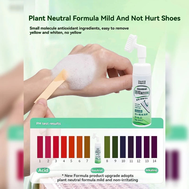 Shoe Cleaner Foam with Brush Head - Gentle No Water Cleaning for White Shoes, Home & Travel Use