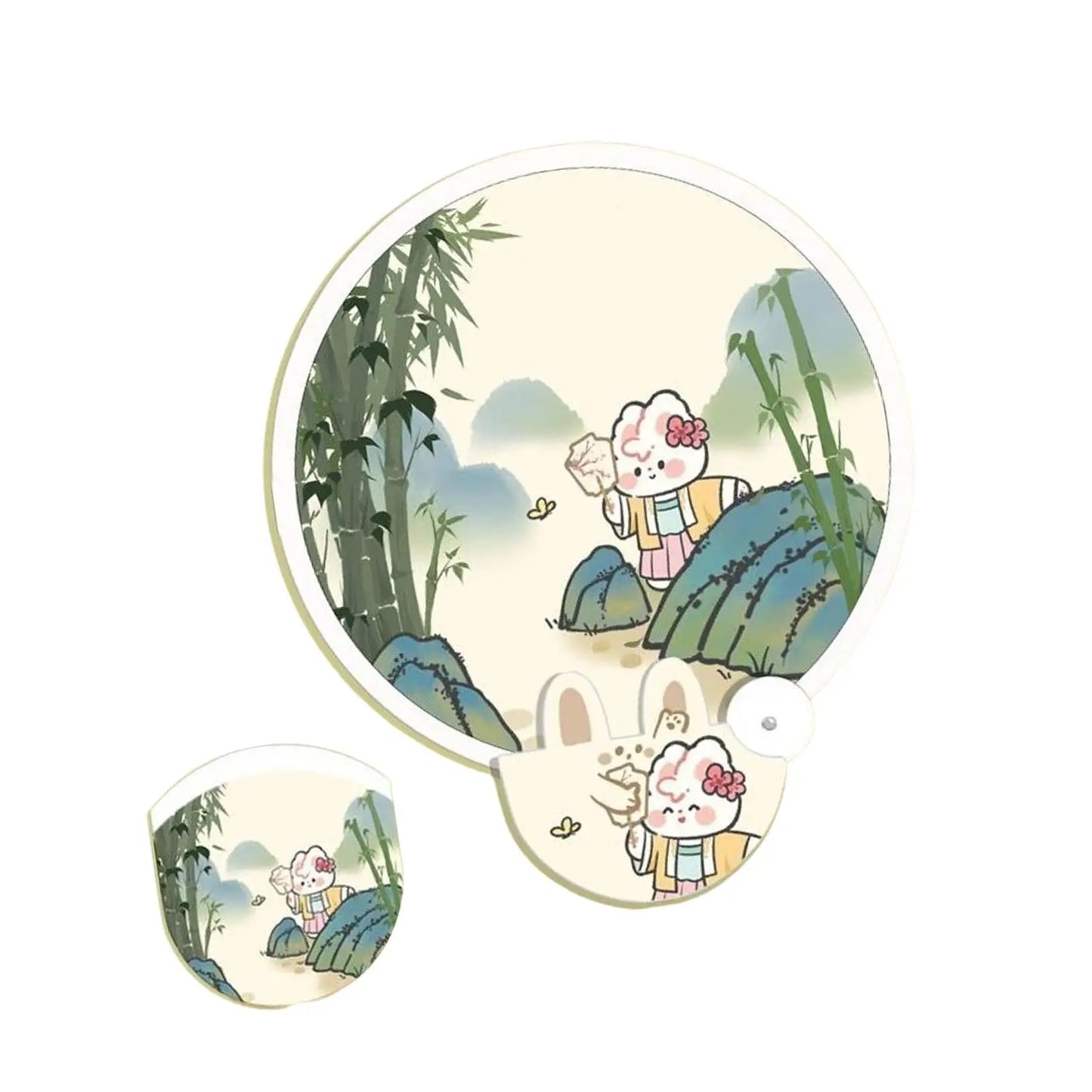 Foldable Fan Wear Resistant Photo Prop Waterproof Lovely Round Folding Fan for Wedding Party Favors Summer Outdoor Activity