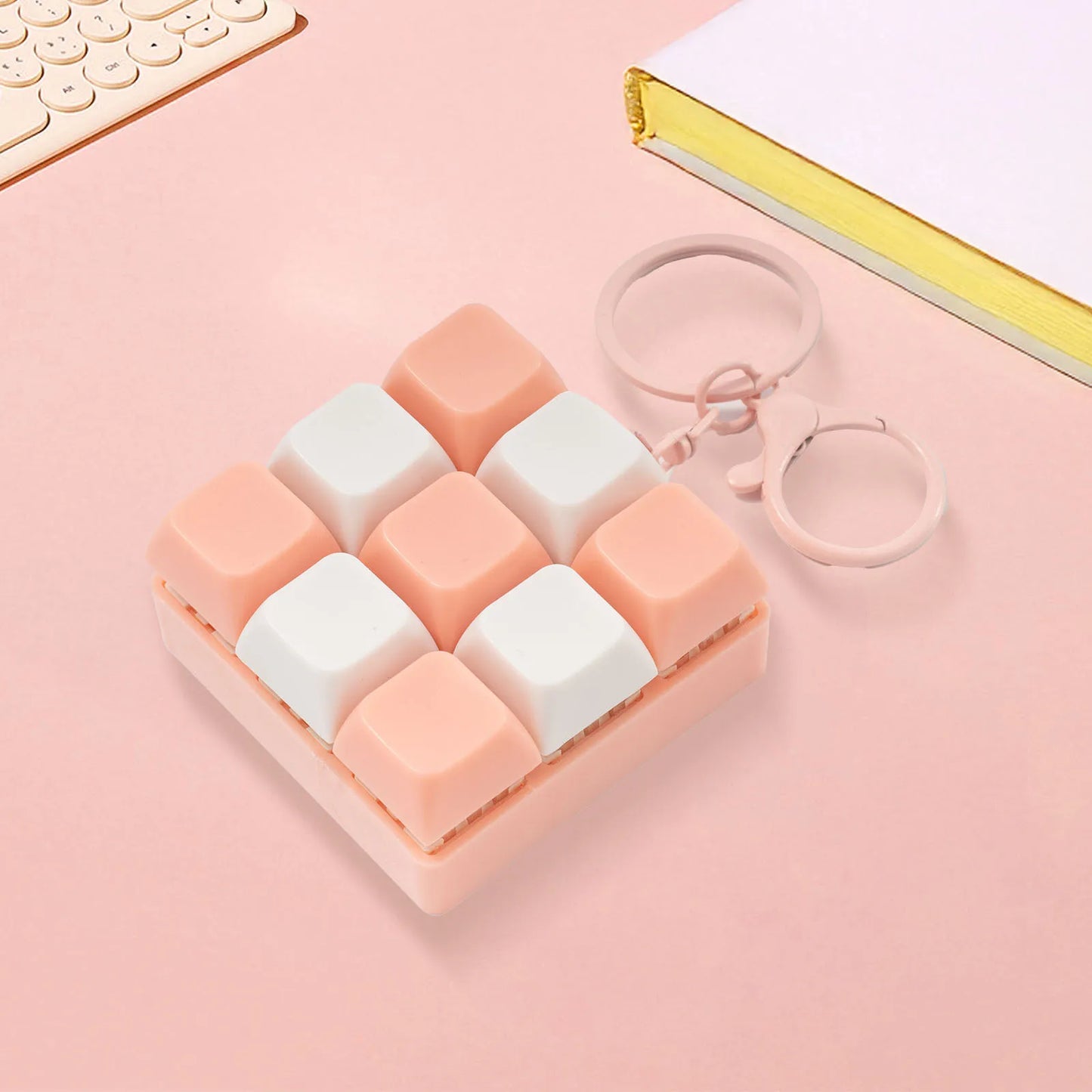 Keyboard Fidget Toy Keychain Button Fidget Gifts for Adults to Relieve Stress Nine-key Can Be Assembled Freely