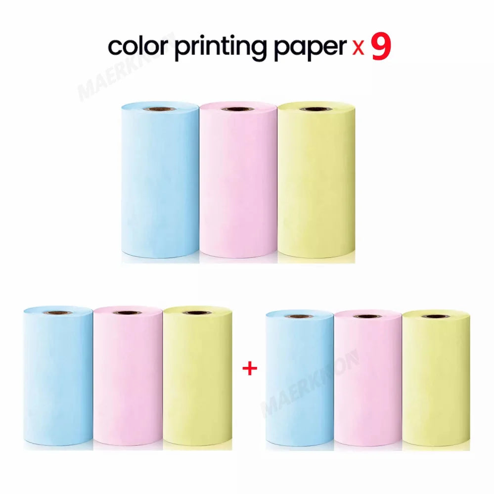 Mini Thermal Printer Paper - Colorful Self-Adhesive 57mm Label Stickers for Bluetooth Inkless Photo Printer