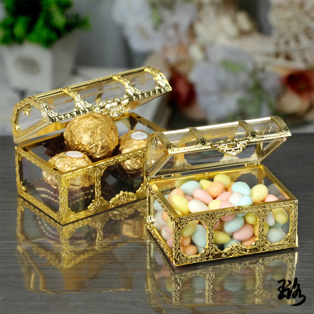 Vintage Treasure Chest Storage Box Transparent Pirate Candy Jewelry Display Box for Wedding Party Birthday