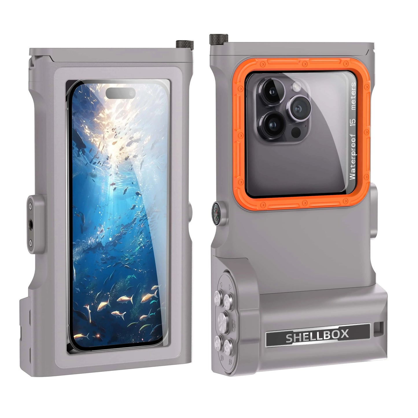 Shellbox Newly Upgraded IP68 Bluetooth Control 15M/50ft Diving/Swimming Photography Professional Diving Waterproof Phone Case