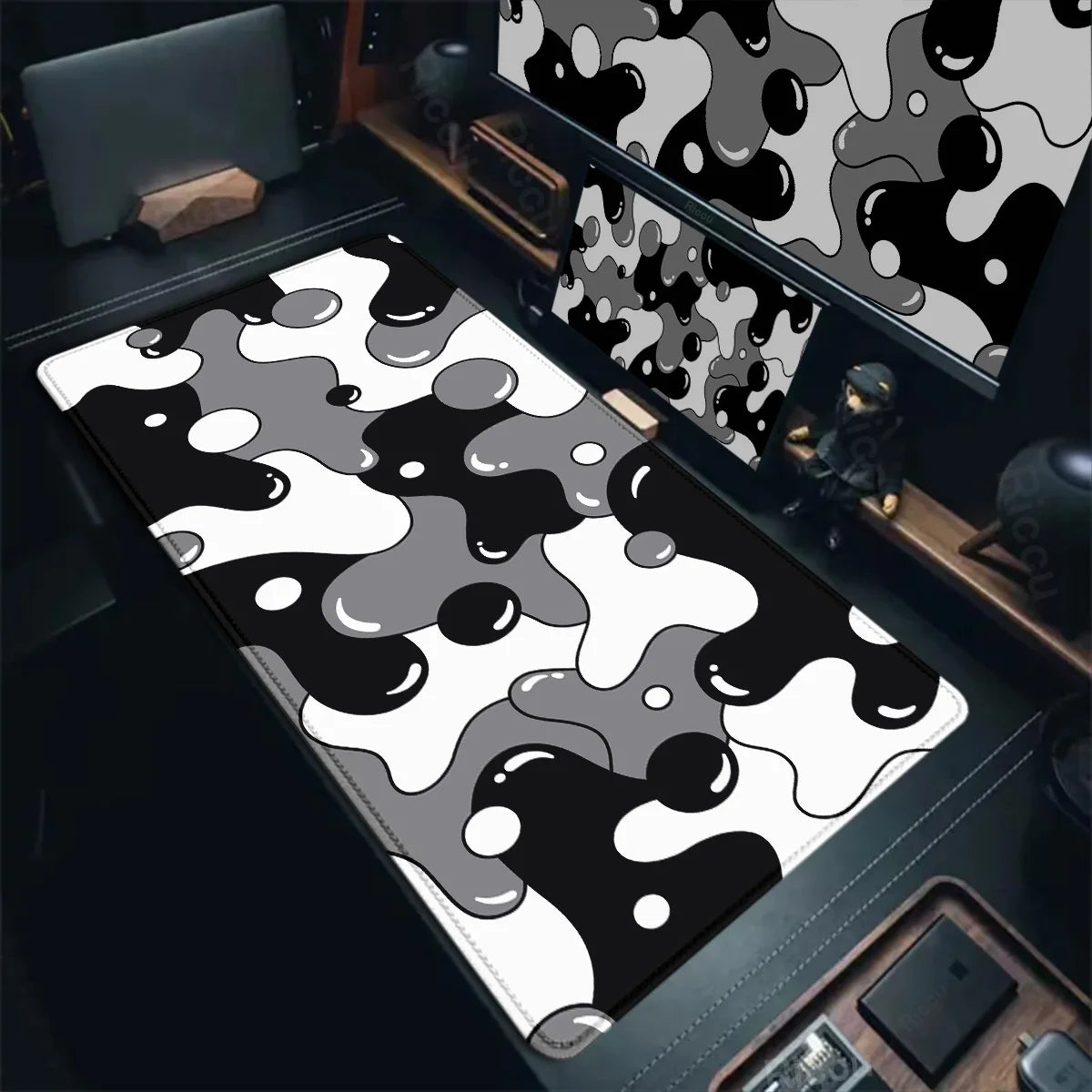 Gaming Mouse Pad Large Size Table Pad Blue & White Strata Liquid Mousepad XXL Computer Play Mat Rubber Mausepad Keyboard Deskmat