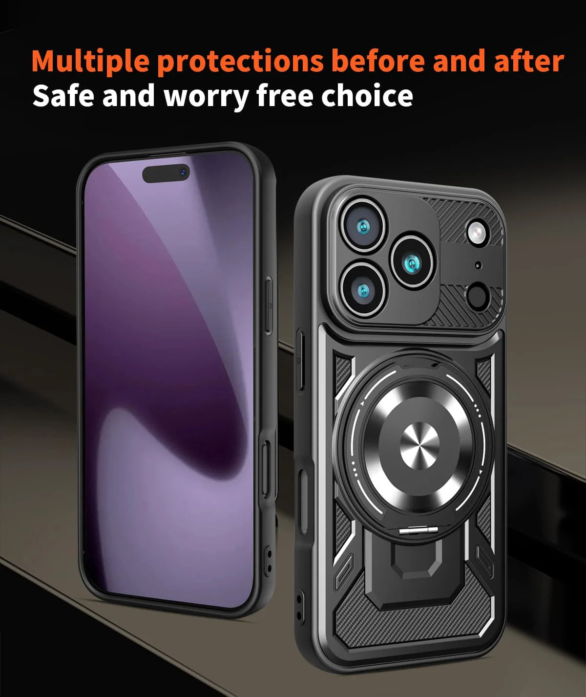 Shock Proof Armor Case For iPhone 17 Air 11 12 13 14 15 16 17 Pro Max Magnetic Heavy Duty Rugged Ring Kickstand Protection Cover