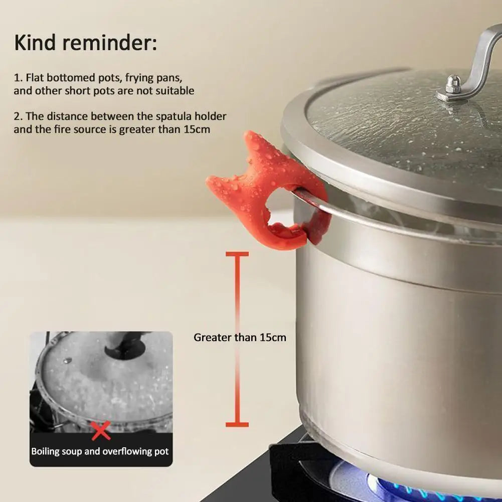 Portable Silicone Anti-overflow Pot Lid Clip Anti-scalding Spoon Holder Support Rack Kitchen Universal Spatula Bracket Clip