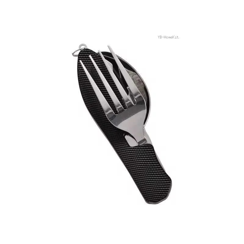 4 in 1 Camping Utensils Cutlery - Camping Stainless Steel Folding Pocket Kits for Hiking Survival Camping Travel