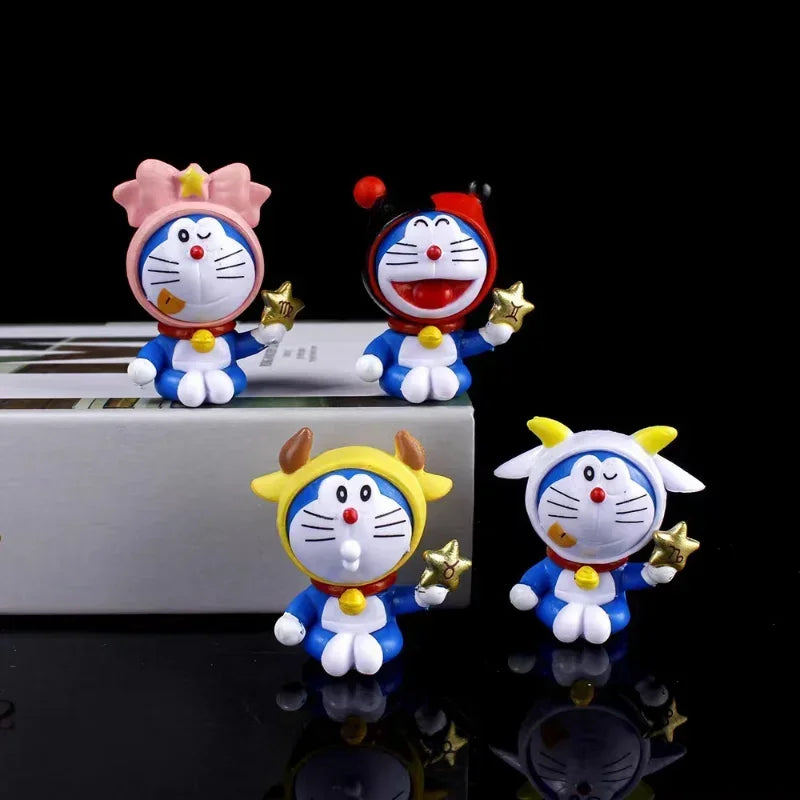 12pcs Doraemon Cartoon The Zodiac Doraemon Action Figure Cute Character Kawaii Anime Figure Pvc Model Toys Kids Birthday Gift