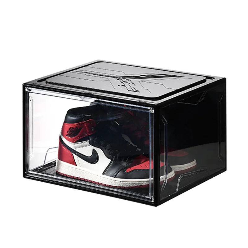 Large-capacity transparent acrylic side door magnetic shoe box stackable combined anti-oxidation and fully transparent shoe wall