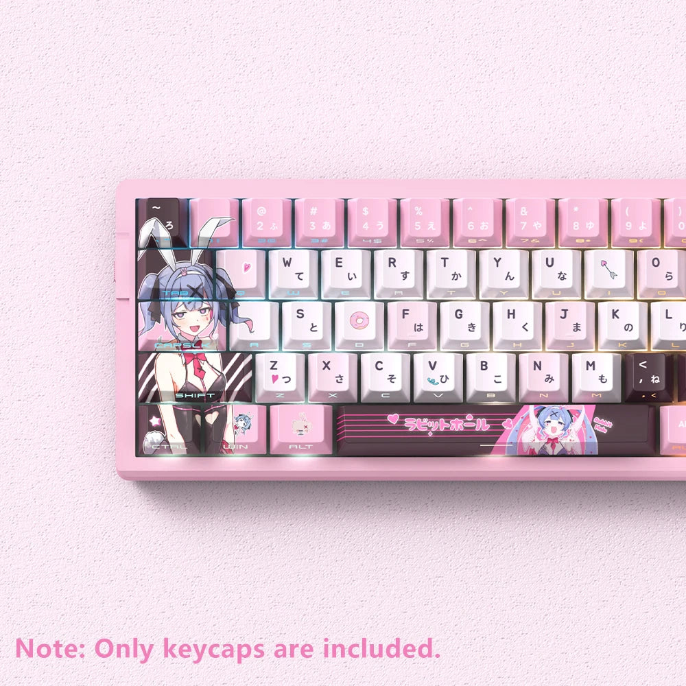 74/129 key is a combination of powder, white and brown colors. It has a Japanese anime style and is made of PBT material