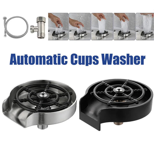 Automatic Glass Cup Washer High Pressure Kitchen Faucet Glass Rinser Stainless Steel Bar Cup Cleaner for Kitchen Sinks Wash Tool