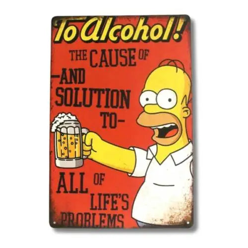 Homer Tin Sign Duff Beer Bar Vintage Man Cave Decor