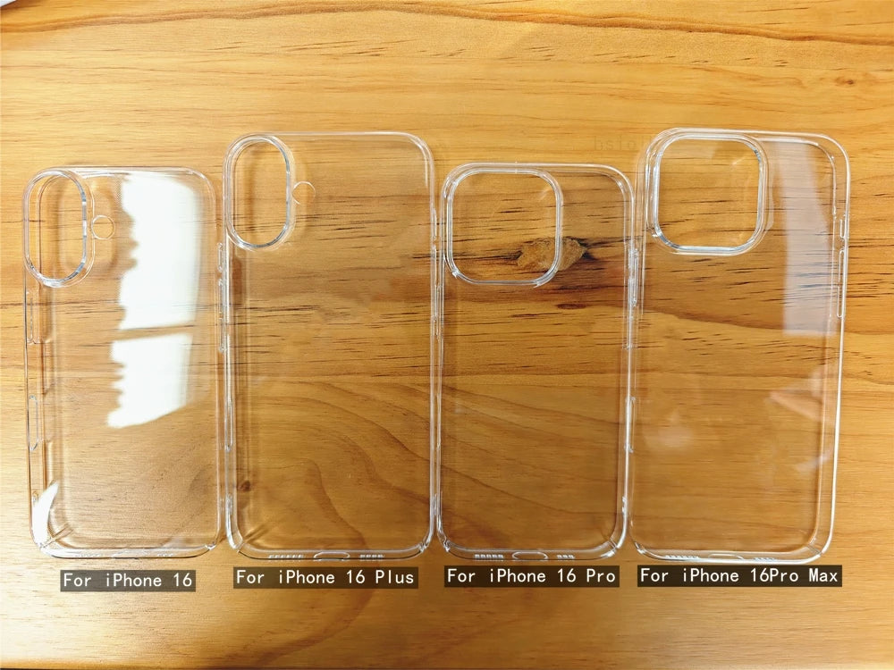 Ultra Clear PC Hard Case for iPhone 11 12 13 14 15 16 Pro X XR XS Max mini Plus Case Slim Transparent Protective Back Cover