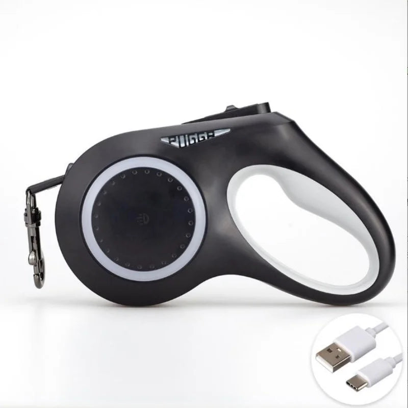Retractable Dog Leash with LED Flashlight for Small Medium Large Breed Dogs