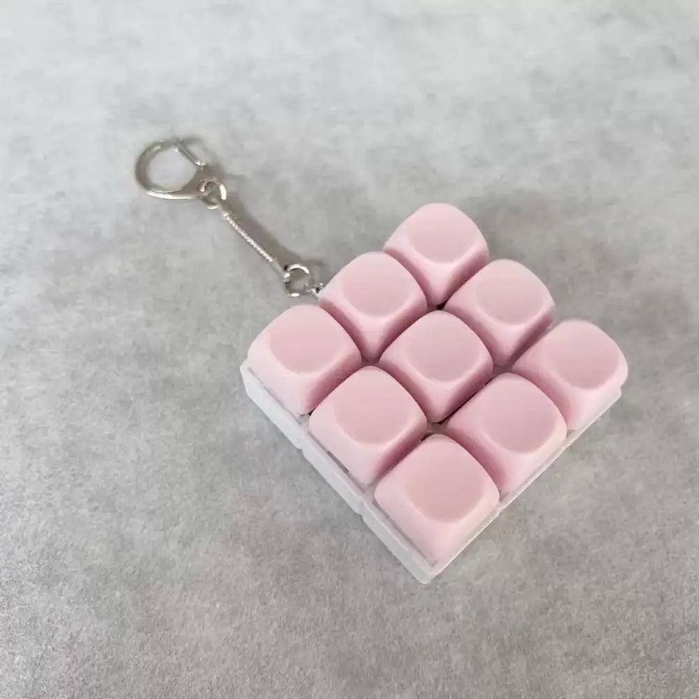 Mechanical Keyboard Fidget Keychain Toy Clicky Keycap Stress Relief 9 Keys Finger Button Squeeze Toy for Adults Gift