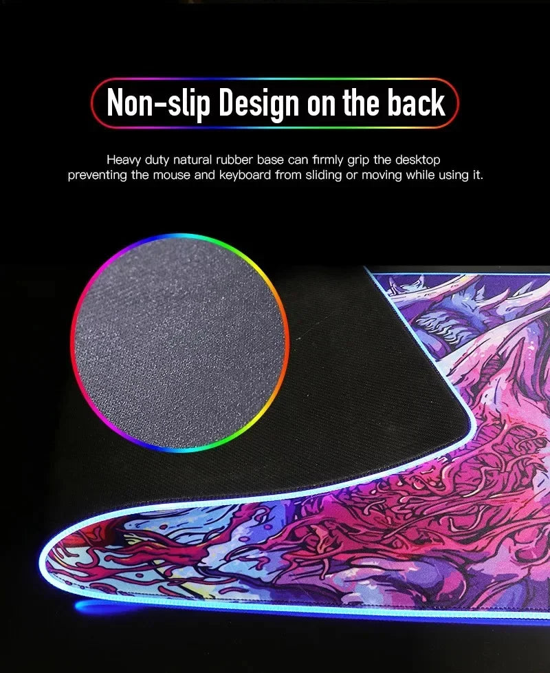 LED Gaming Mouse Pad With Backlight Deskmat PSFour Mousepad RGB Gamer Desk Decorations Computer Mouse Pad Pc Gamer Full Mat