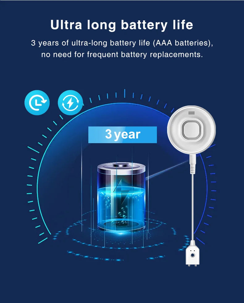 Water Leak Alarm Detector, 100dB Loud Alert Water Sensor, IP55 Waterproof, , Easy Installation for  Home Basement Flood NO Smart