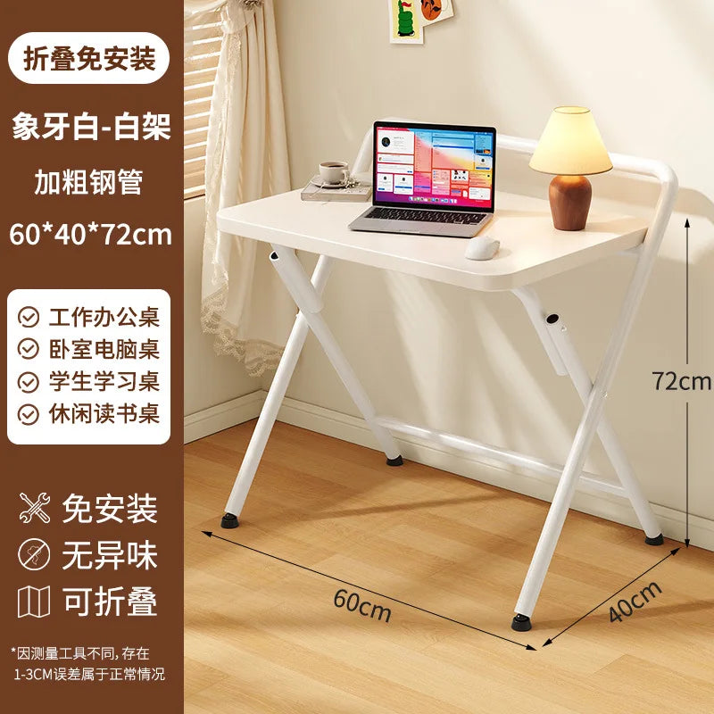 Foldable Computer Study Desk, Student Home Writing Desk, Small Apartment Simple Office Table,  Double-Layer  Functional Desk