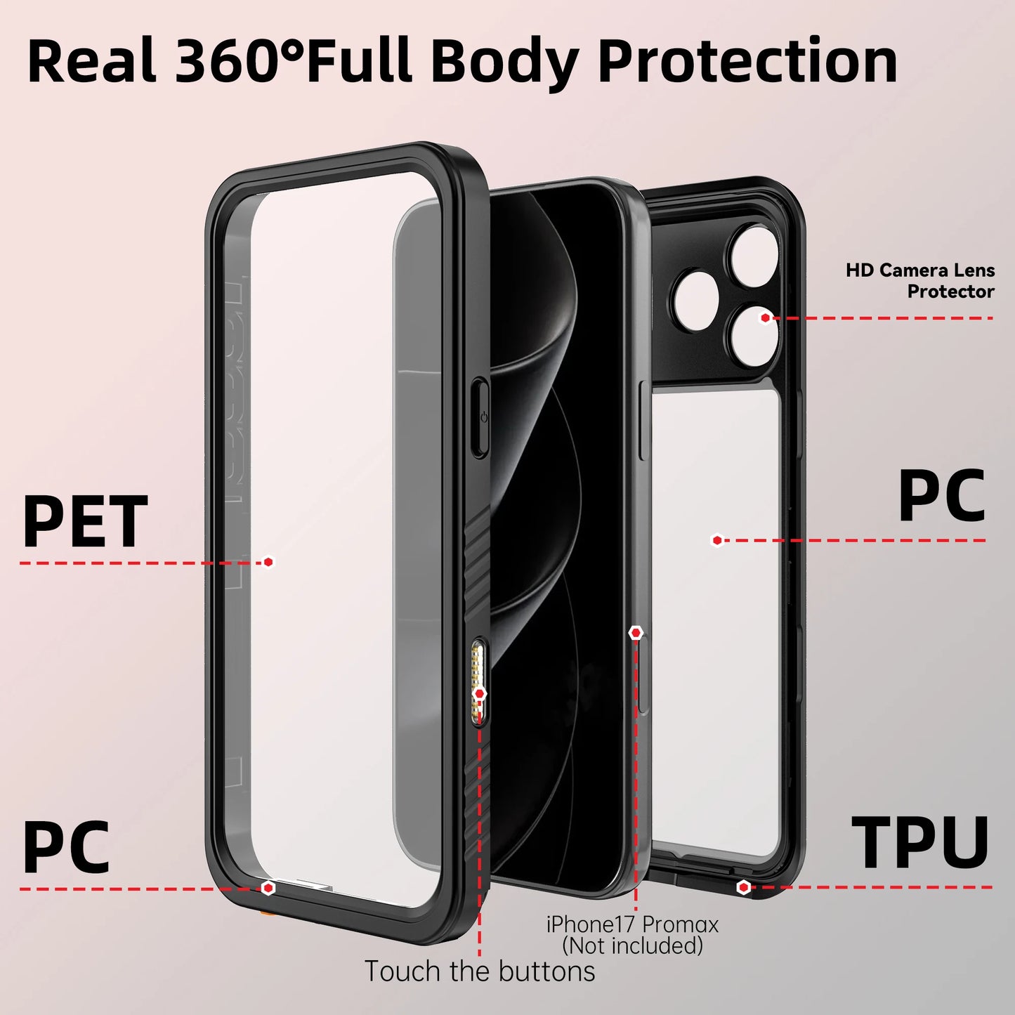 IP68 Waterproof Case For iPhone 17 Pro Max iPhone 17 Air 17 Pro 17 Drop Proof Full Body Protection Heavy Duty Protective Covers