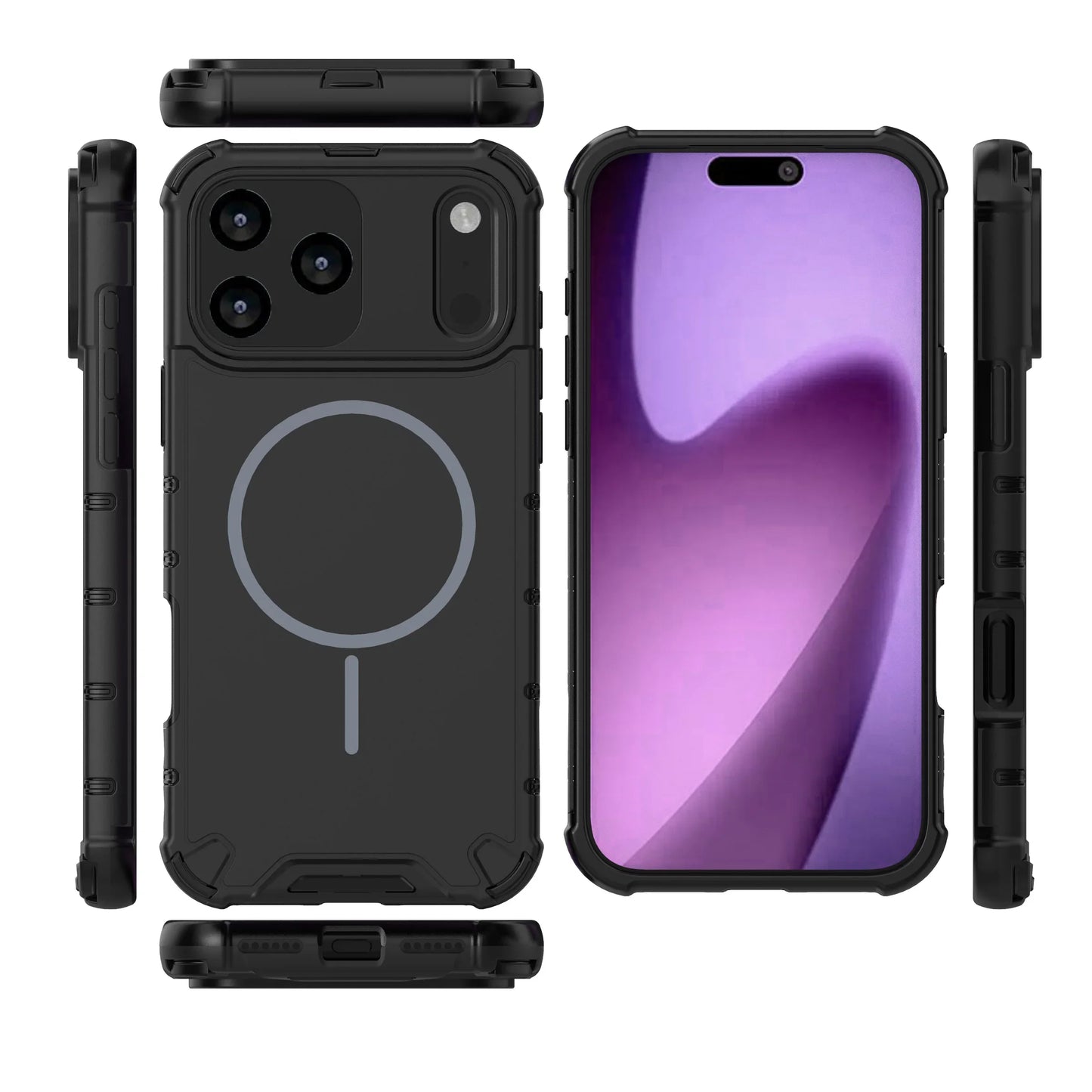 For IPhone 17 Pro Max/17 Pro/16 15 14 13 Magnetic Phone Case TPU+PC Four Corners Airbag Armor Hard Cover Magsafe For IPhone Air