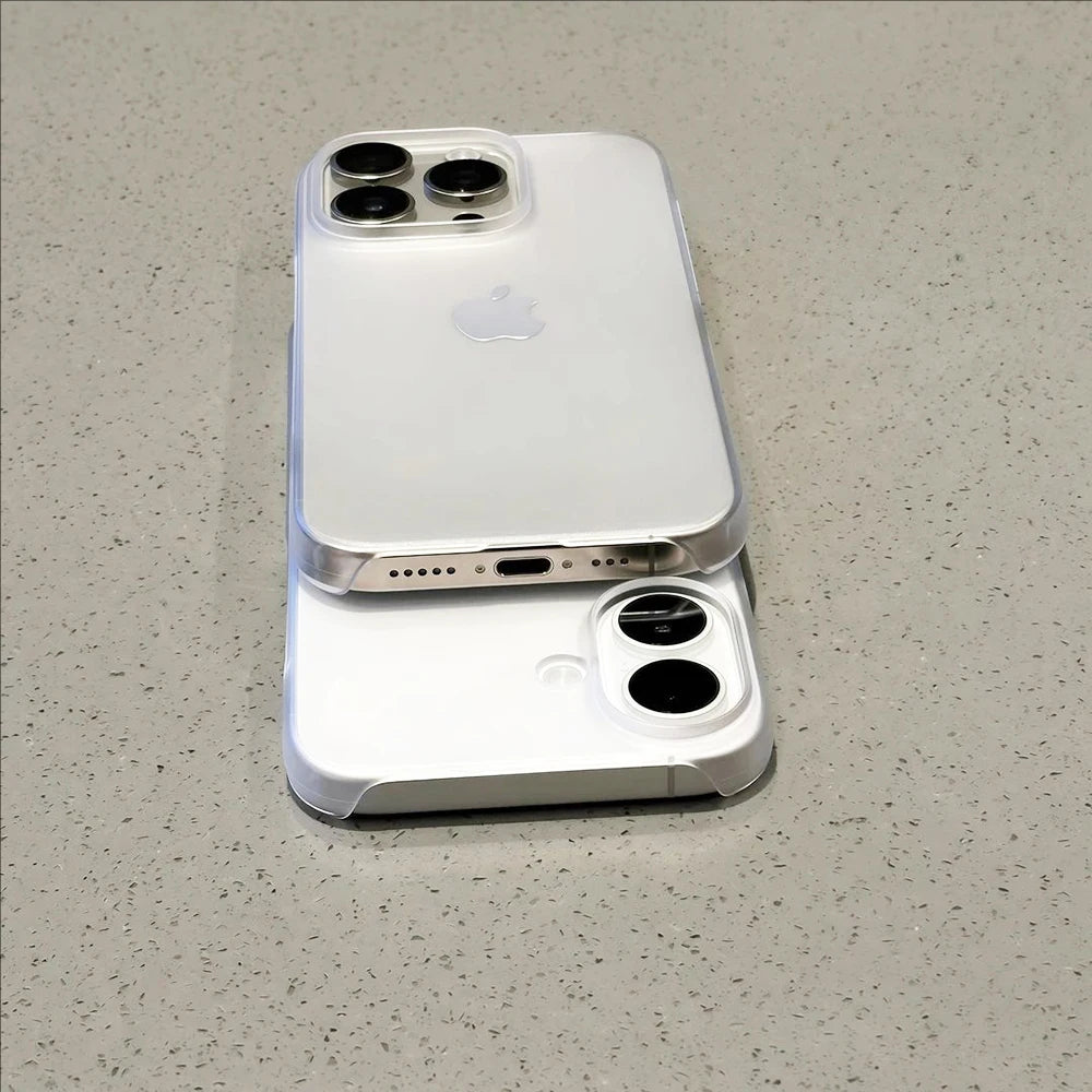 Half-Pack Case For iPhone 17 Air 16e 16 15 14 13 Pro Max Plus Mini Transparent Matte Back Cover Bezel-Less Shell Ultra Thin Slim