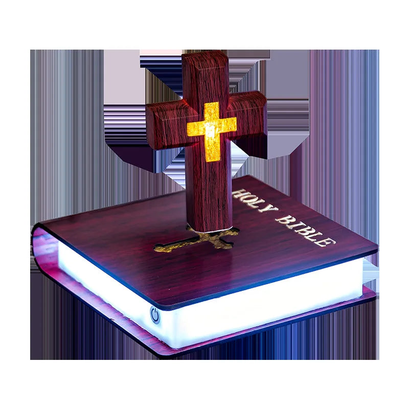 Magnetic Levitating Cross Floating Christian Cross Decorations Maglev Cross the Holy Bible Base