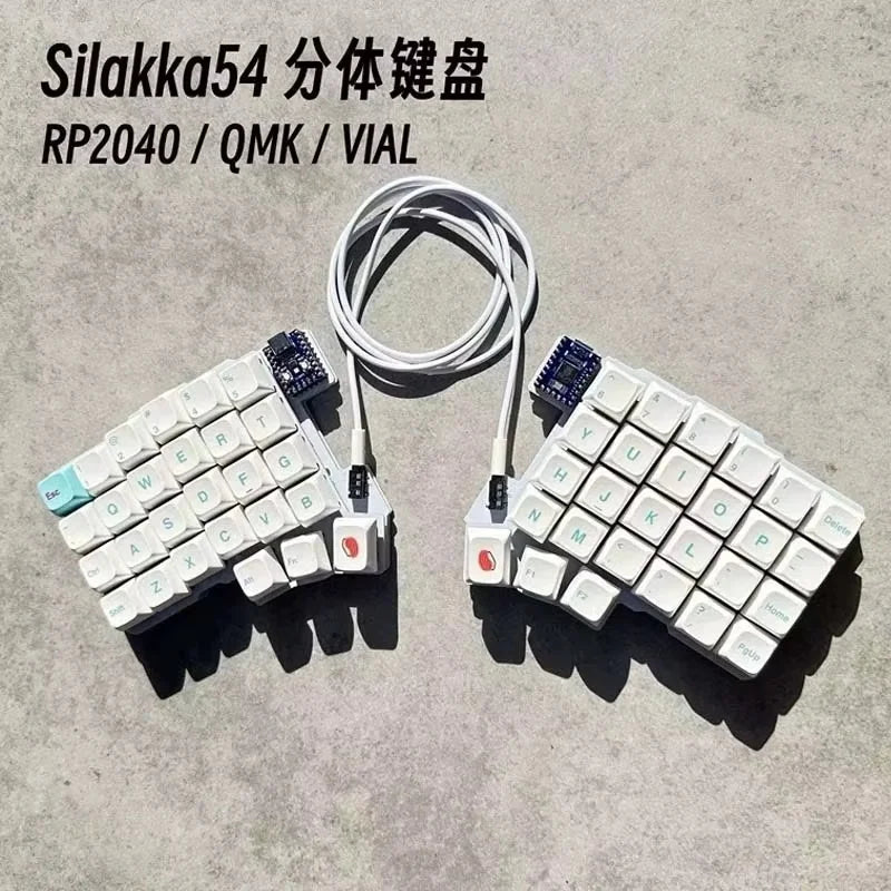 Silakka54 Ergonomic Split Mechanical Keyboard Hot Swappable QMK VIAL Programmable RP2040 Zero for PC Gaming Custom Keyboard Gift