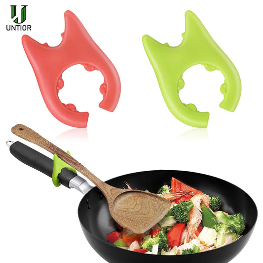 1PC Silicone Spatula Holder Portable Antioverflow Pot Lid Clip Anti-scalding Spoon Holder Kitchen Universal Spatula Bracket Clip