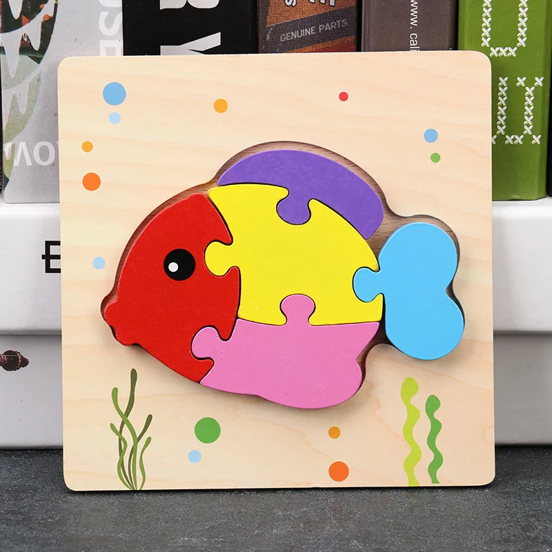 Baby High Quality 3D Wooden Puzzles Educational Cartoon Animals Early Learning Intelligence Puzzle Game Toys for Children