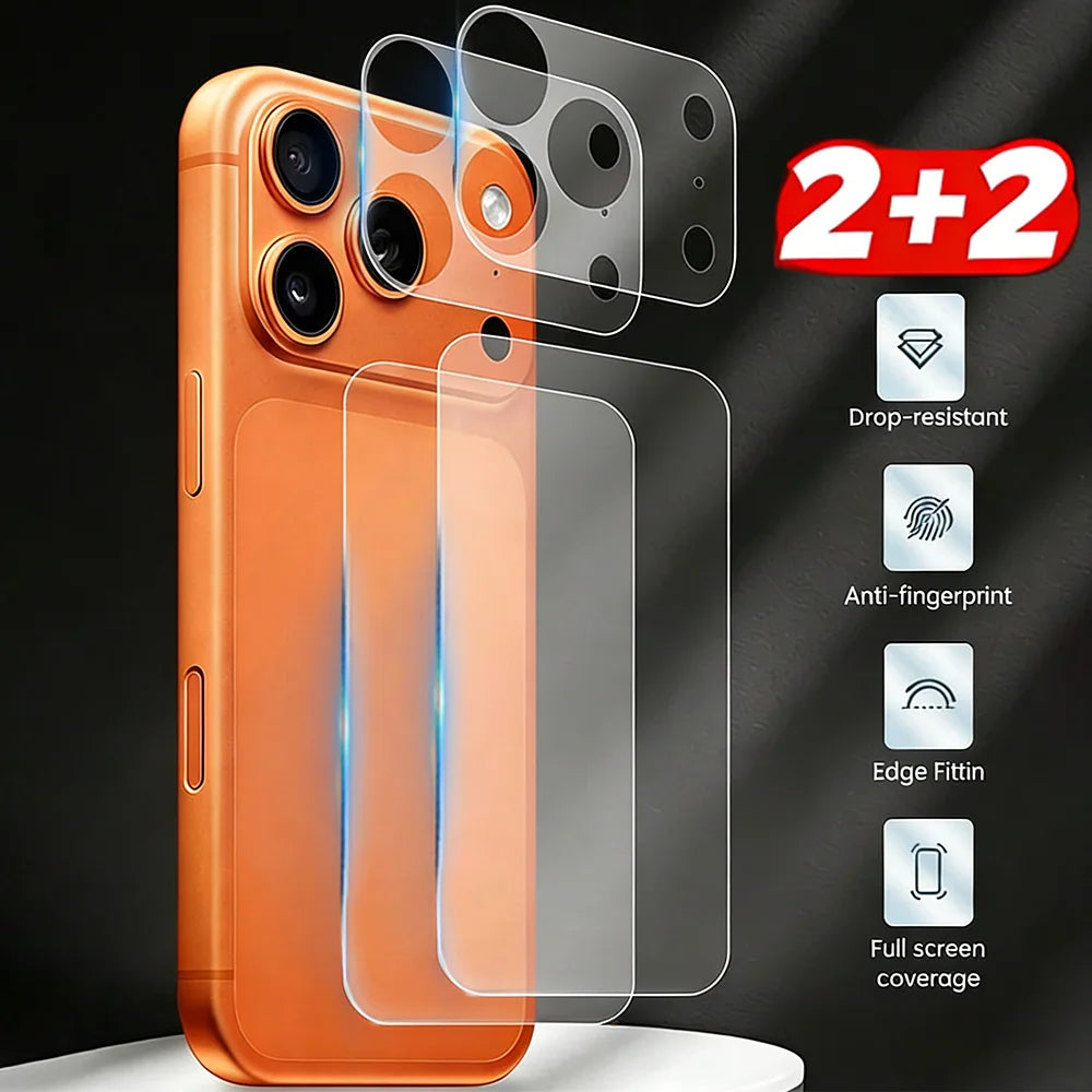 4in1 Lens+Back Screen Tempered Glass for iPhone 17/17 Air/17 Pro/17 Pro Max HD Clear Anti-Scratch Protective Films for iPhone17