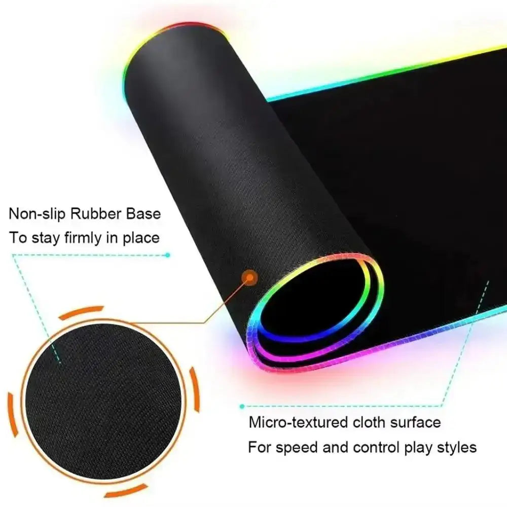 Car Theme RGB Mouse Pad Large Gaming Mousepads LED Light Locked Edges Game Accessories Table Pads Cool Keyboard Mats XXL 90x40cm