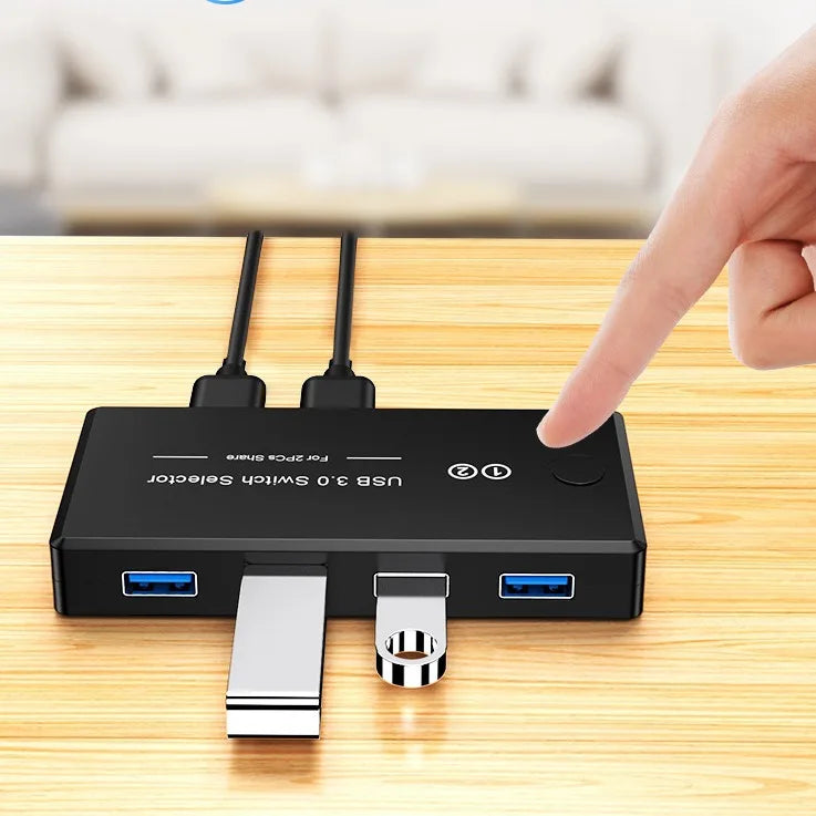 USB Switch Selector 2 Computers Share 4 USB Devices for PC Laptop Mouse Keyboard Printer Scanner One Button Switcher Box