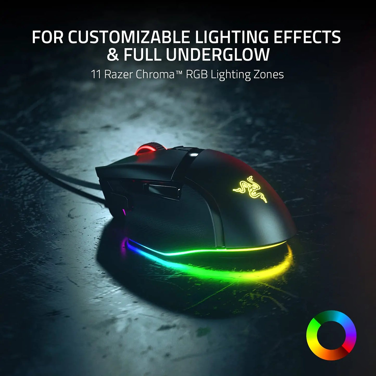 Razer Basilisk V3 Customizable Ergonomic Gaming Mous Chroma RGB Lighting - 26K DPI Optical Sensor - 11 Programmable Buttons